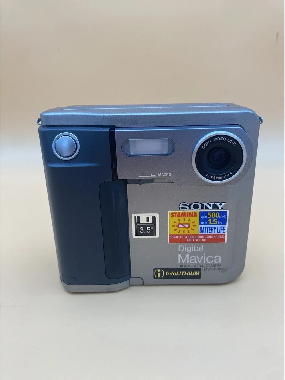 Sony Digital Mavica Silver Still Camera Model #MVCFD5 - Needs Charger - VTG 1997